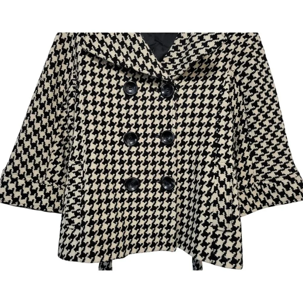 Vintage Talbots Houndstooth Belted Wool Coat Wool Double Breasted - Picture 5 of 14